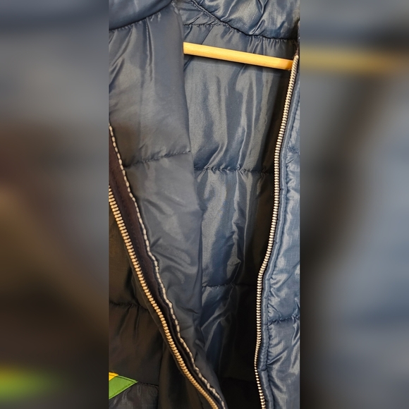 70s Vintage Troy Navy Color Block Puffer Vest, Womens Petite Large - Picture 5 of 11